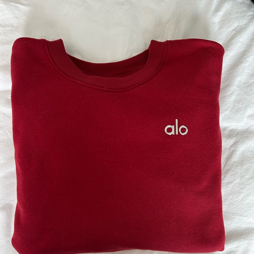 ALO Yoga Red Crew Neck Sweater